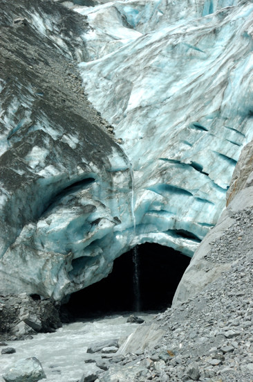 River emerging from the Franz Josef glacier