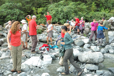 Part of the group on the bank of Glade Burn