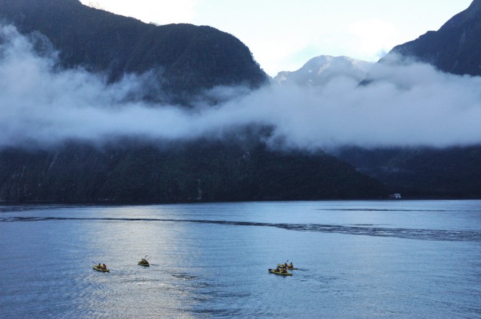 Kayakers on Milford Sound