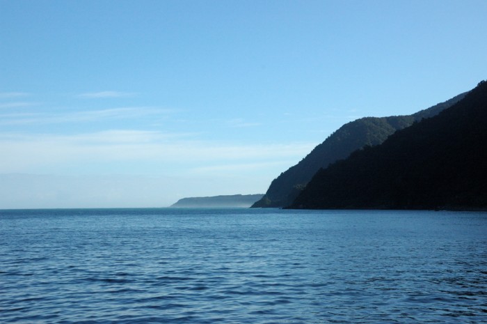 At the mouth of Milford Sound looking across the Tasman Sea to Australia
