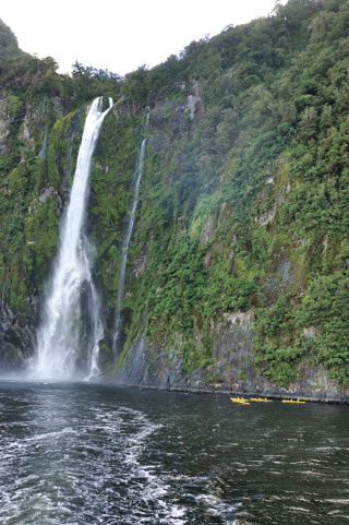 Kayakers at the waterfall