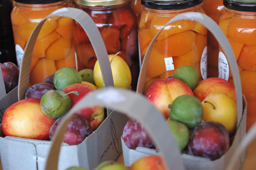 Selection of fresh and canned fruits